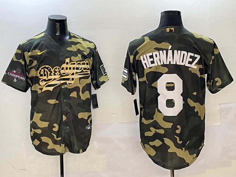 Men Los Angeles Dodgers #8 Hernandez Camo Joint Name 2025 Nike MLB Jersey style 3